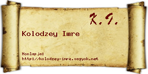 Kolodzey Imre névjegykártya